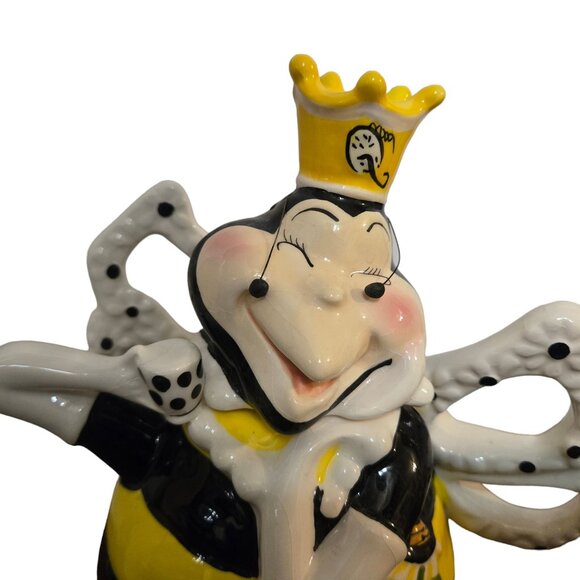 Queen Bee Teapot Heather Goldminc Blue Sky Ceramic READ Hand Painted 2012 - Picture 16 of 16